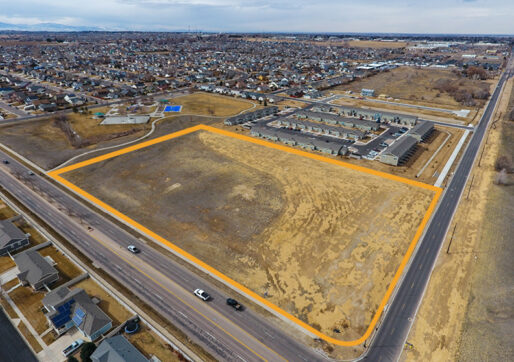Vacant Lot For Sale - 2300 Prairie View Dr, Evans, CO 80620 - Aerial View with Boundaries