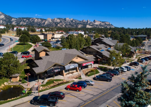 Office For Lease-517 Big Thompson Ave, Unit 105, Estes Park, CO 80517-Aerial View of Shopping Center.